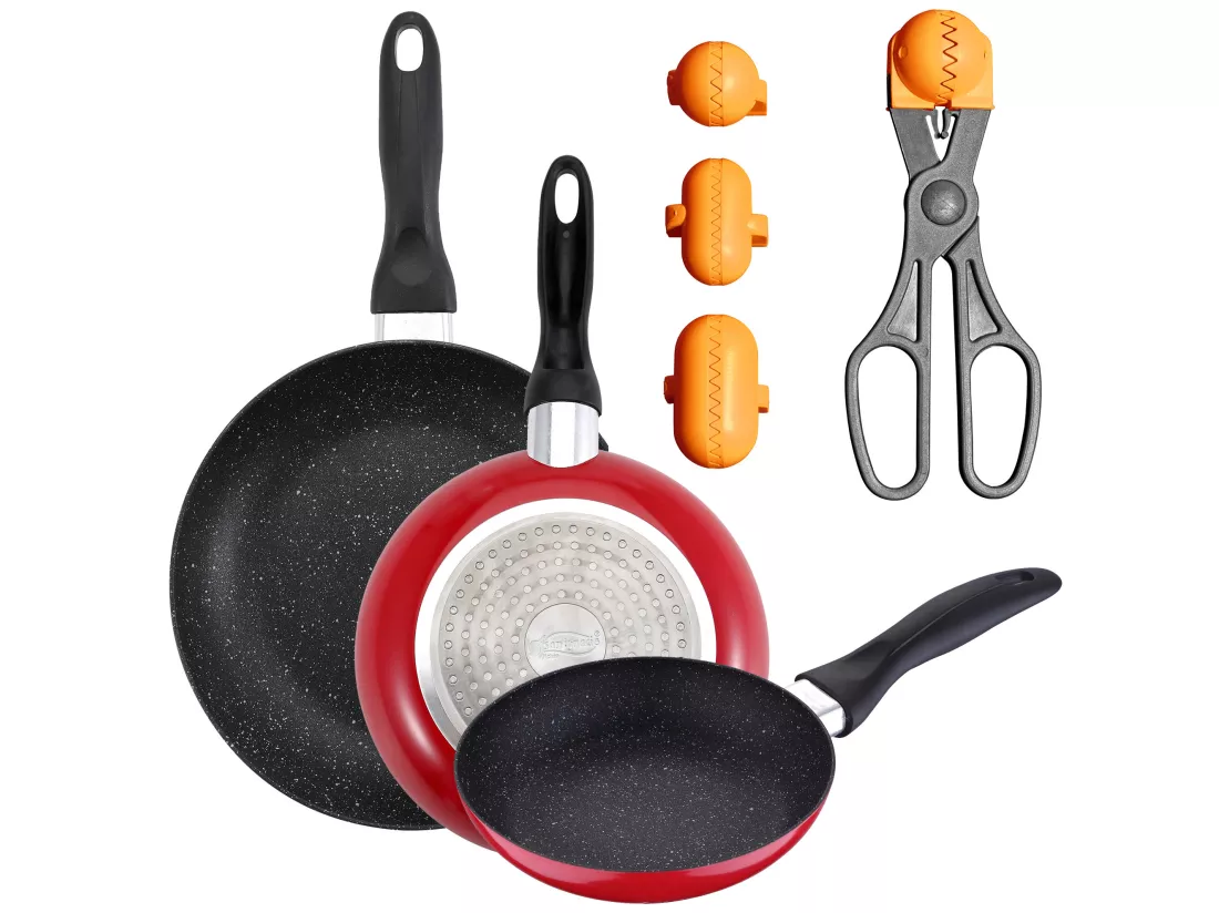 Pack de 3 casseroles san ignacio ø16cm ø20cm ø24cm + ustensile multi-usages avec 4 moules interchangeables