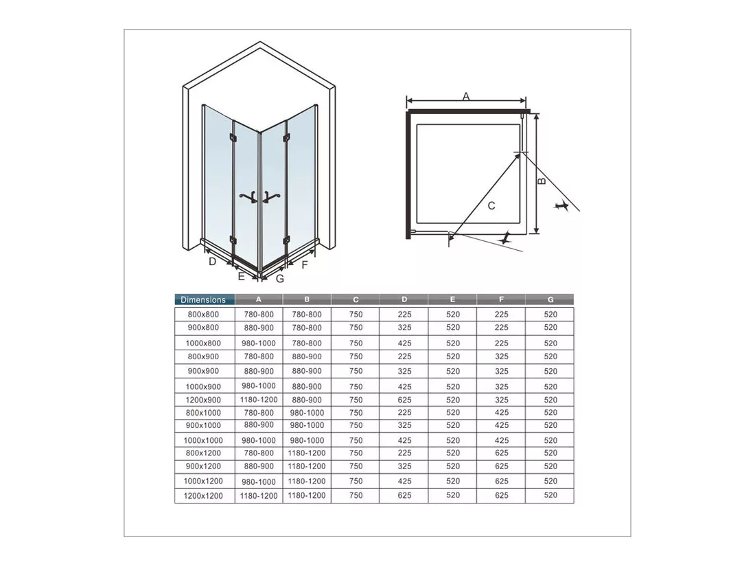 Cabine de douche battante 100x80x190cm porte de douche pivotante à charnière en 8mm verre securit anticalcaire, poignée en inox