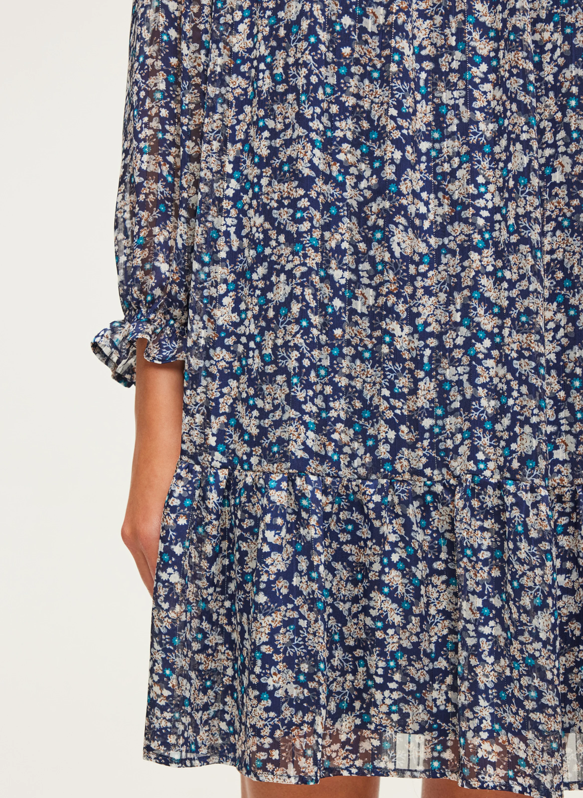 SAMARE - Robe courte col victorien à imprimé fleuri | Bleu