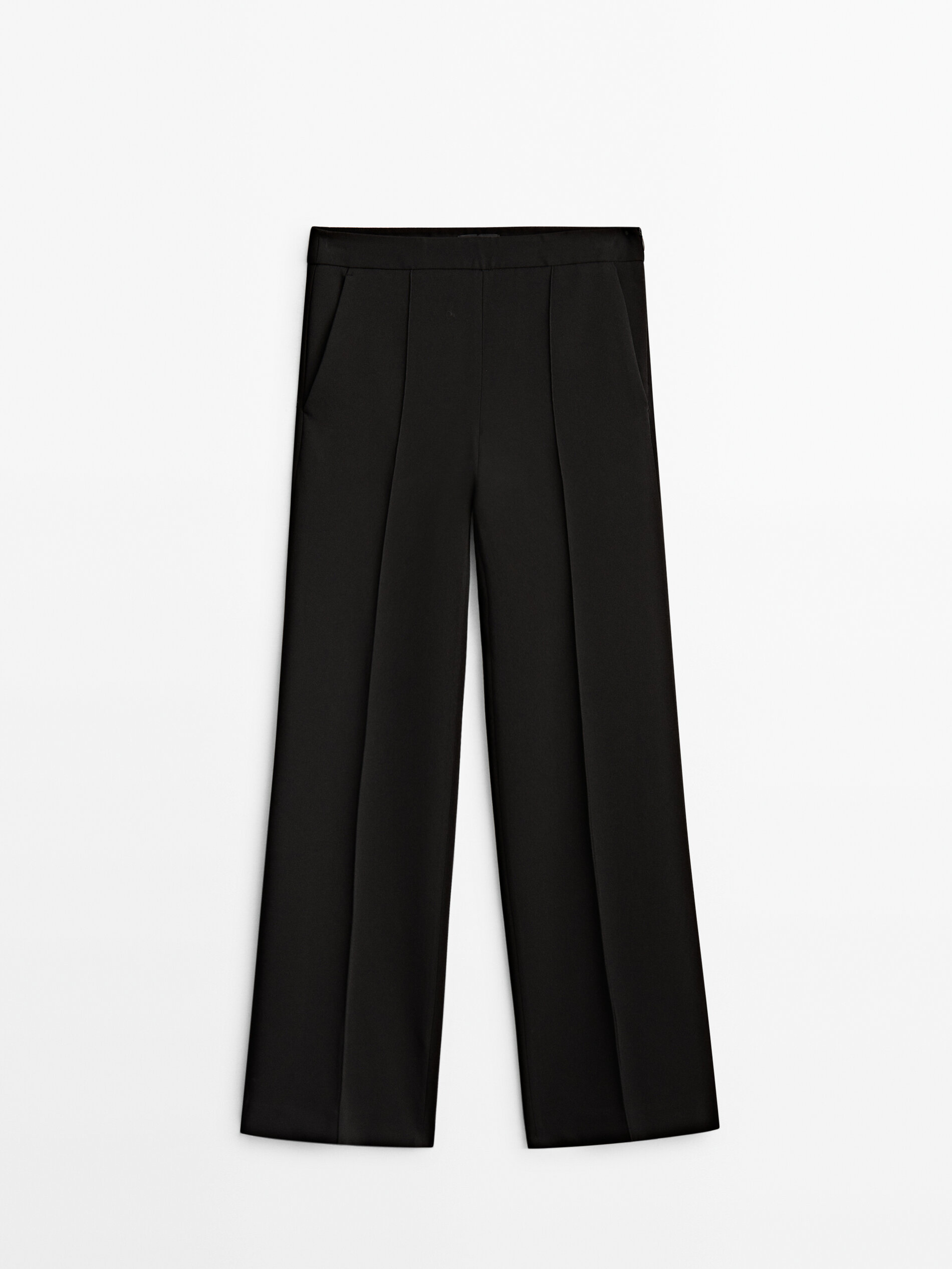 Calça pantalona preta corte reto - NEGRO
