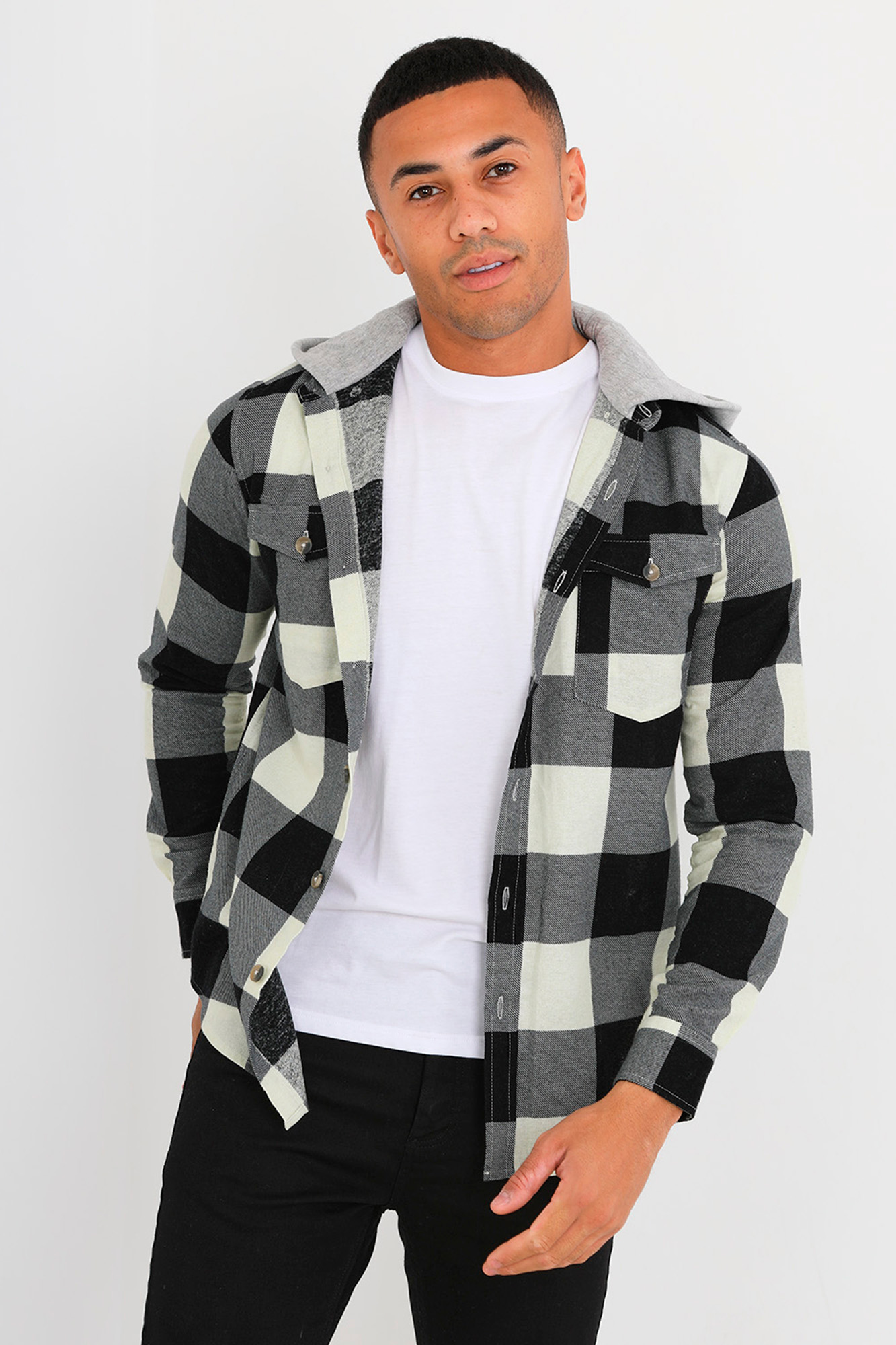 Camisa xadrez com capuz