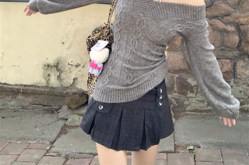 Beem - Off-Shoulder Effen Kabeltrui