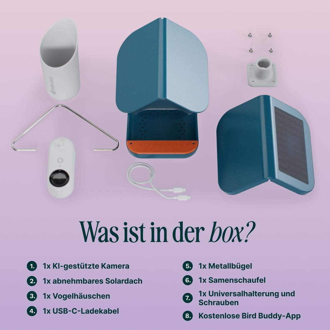 Bird Feeder PRO Solar Vogel Haus Vogelfutterspender Smarte Outdoor Wildvogel Futterstation mit 2K Kamera IP67 (BBG1003BAD)