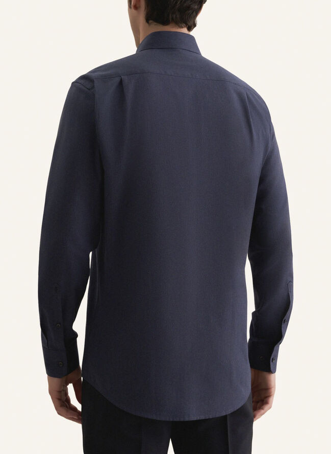Seidensticker Flannel shirt Regular Long sleeve Kent-Collar Uni Blue