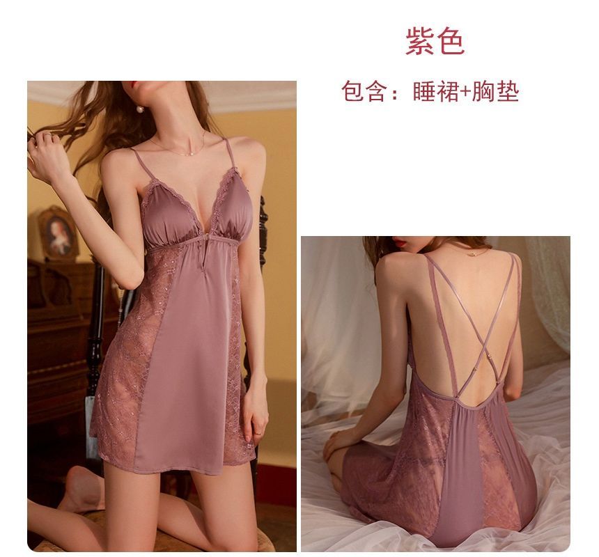 Sithon - Lingerie kanten jurk / lichte mantel / set