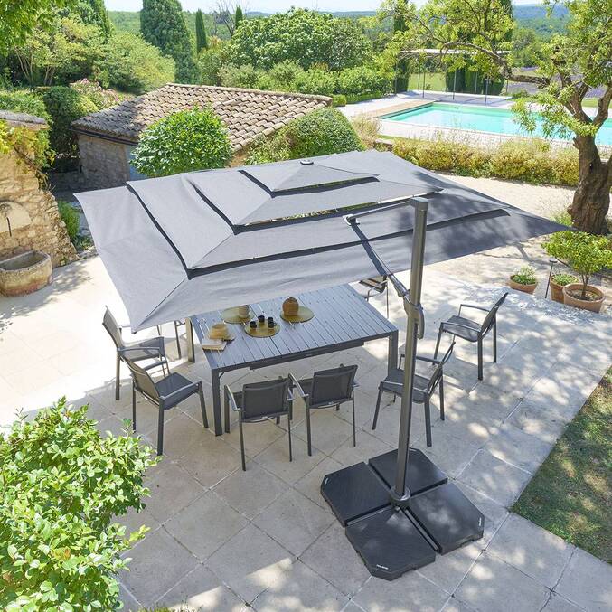 Parasol déporté rectangulaire inclinable MELHIA Anthracite