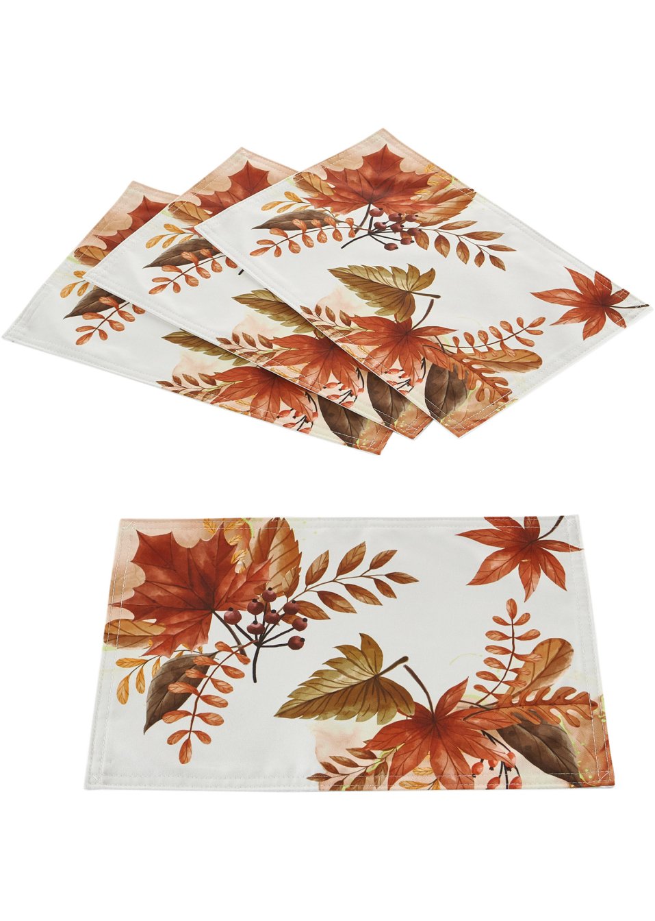 Lot de 4 sets de table à imprimé feuillage