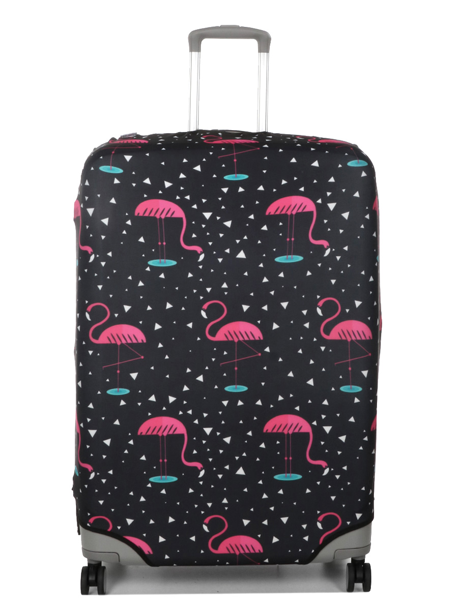 Housse de valise Periea Black with Pink Flamingos XL