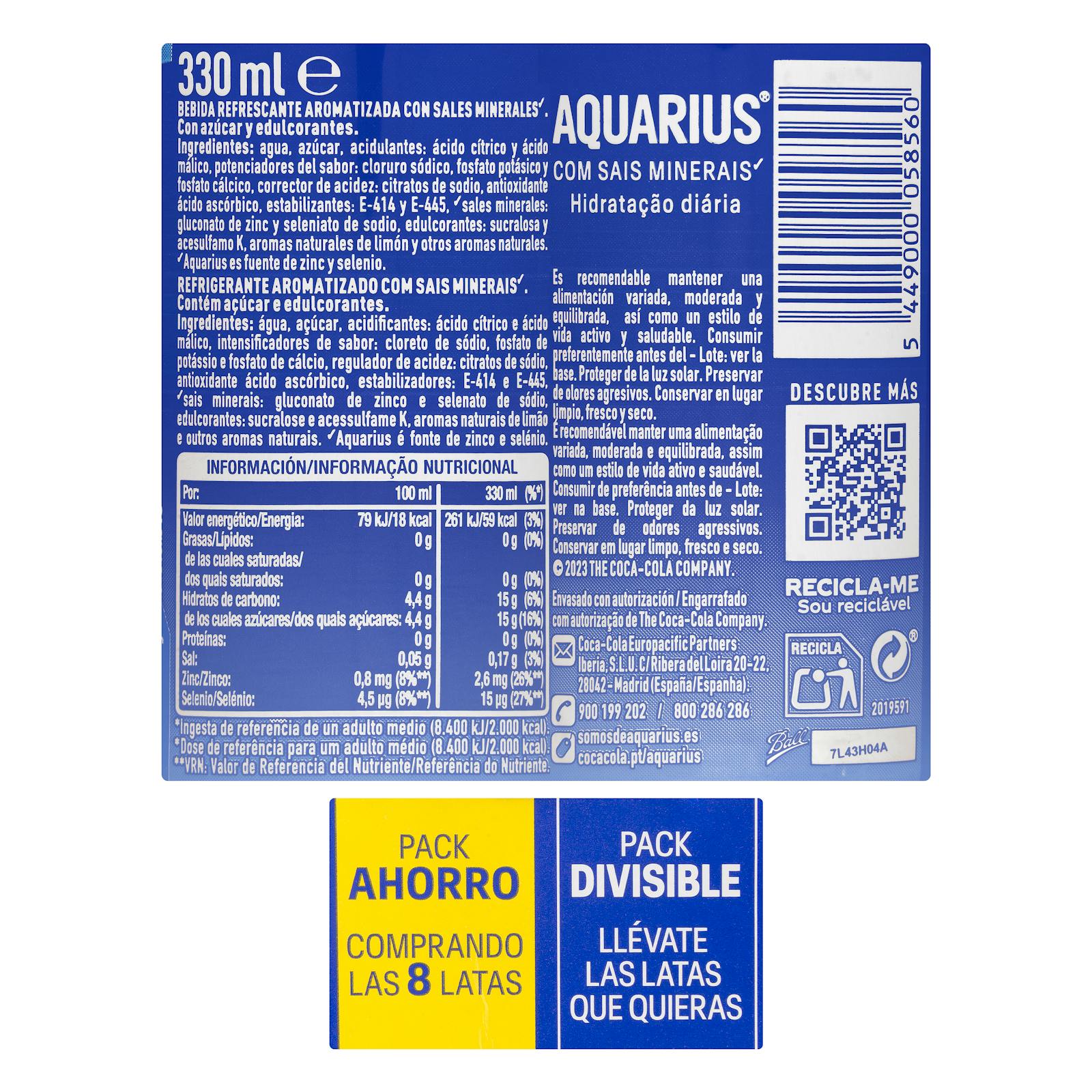 Boisson isotonique au citron Aquarius