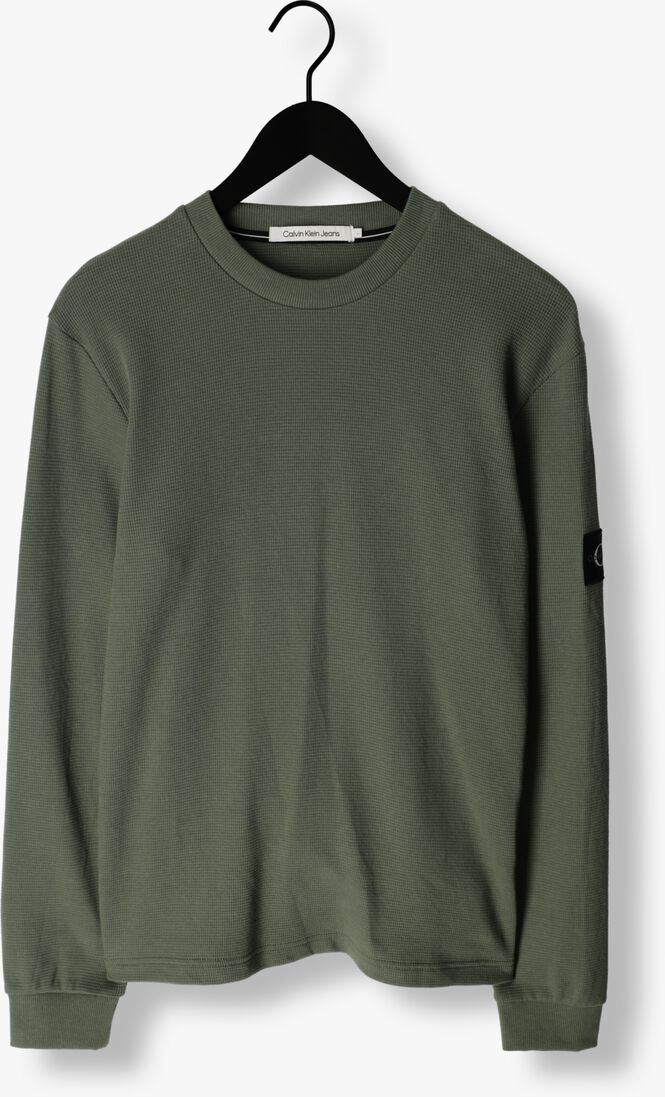 CALVIN KLEIN donkergroene calvin klein trui waffle ls tee