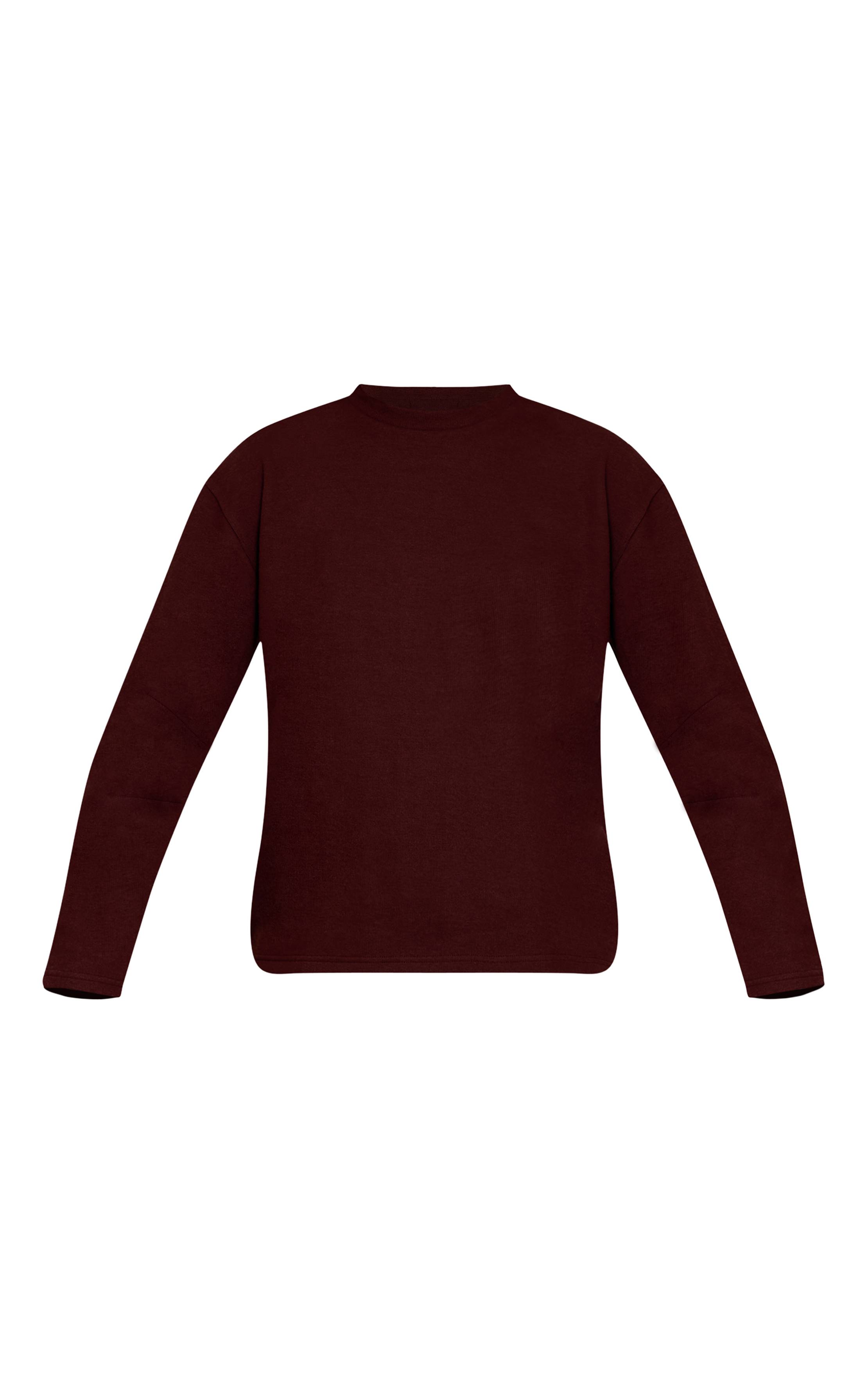 Chocolat Sweat-shirt Côtelé Brossé À Manches Longues