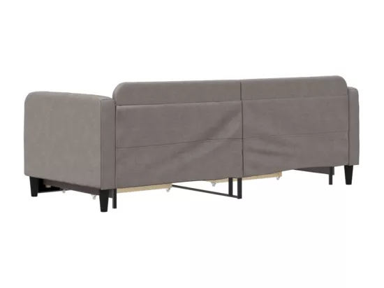 Lit de jour avec gigogne et tiroirs taupe 80x200 cm tissu