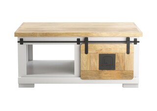 PHILL HILL Couchtisch LEWIS 95 x 65 x 45 cm Mango massiv/weiß/schwarz
