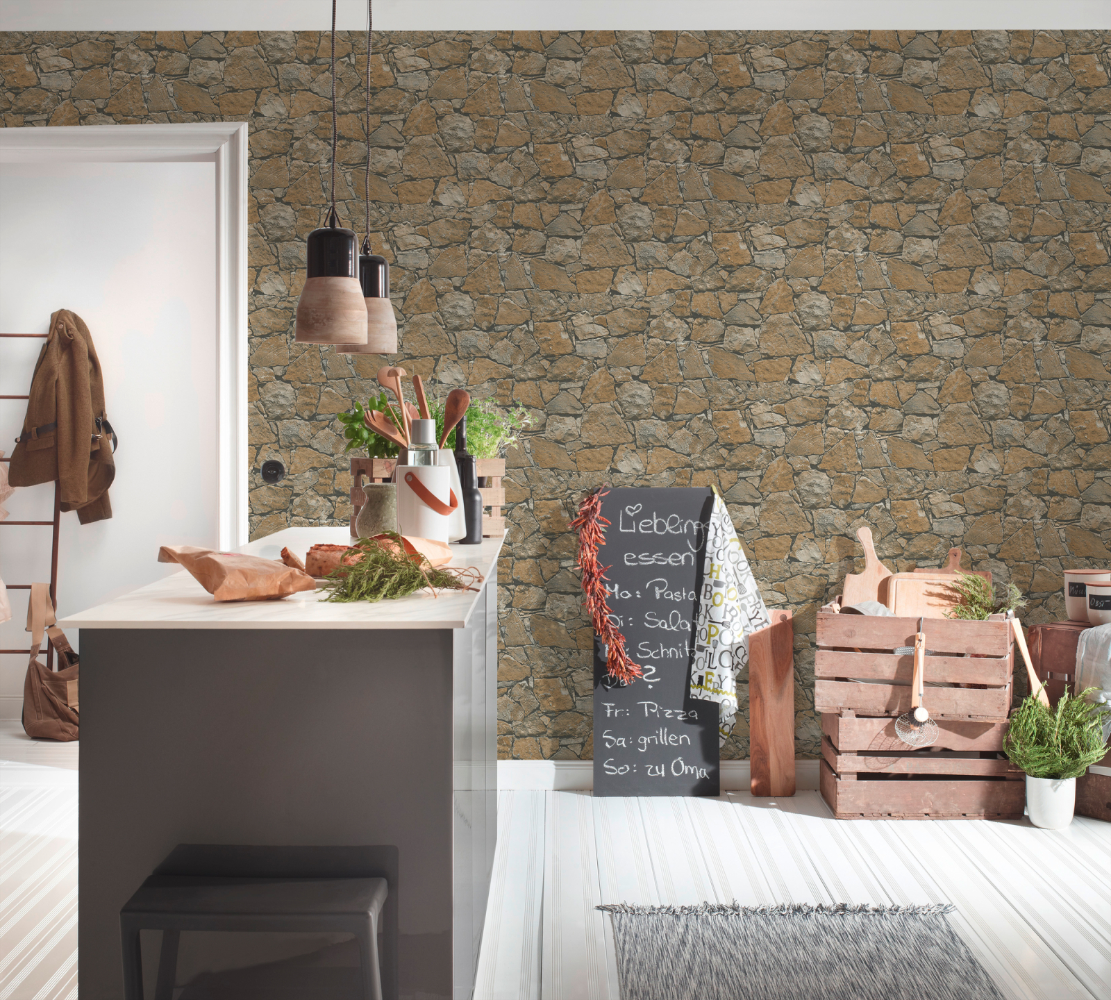 Vliestapete BEST OF WOOD`N STONE - Steinwand - braun - 10 Meter