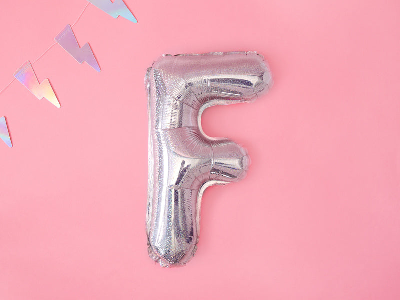 Folie Ballon Letter F Holografisch Leeg 35cm