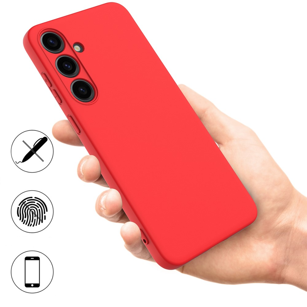 Samsung Galaxy S24  Plus Silikon Case Hülle mit Kameraschutz   Trageschlaufe - Rot