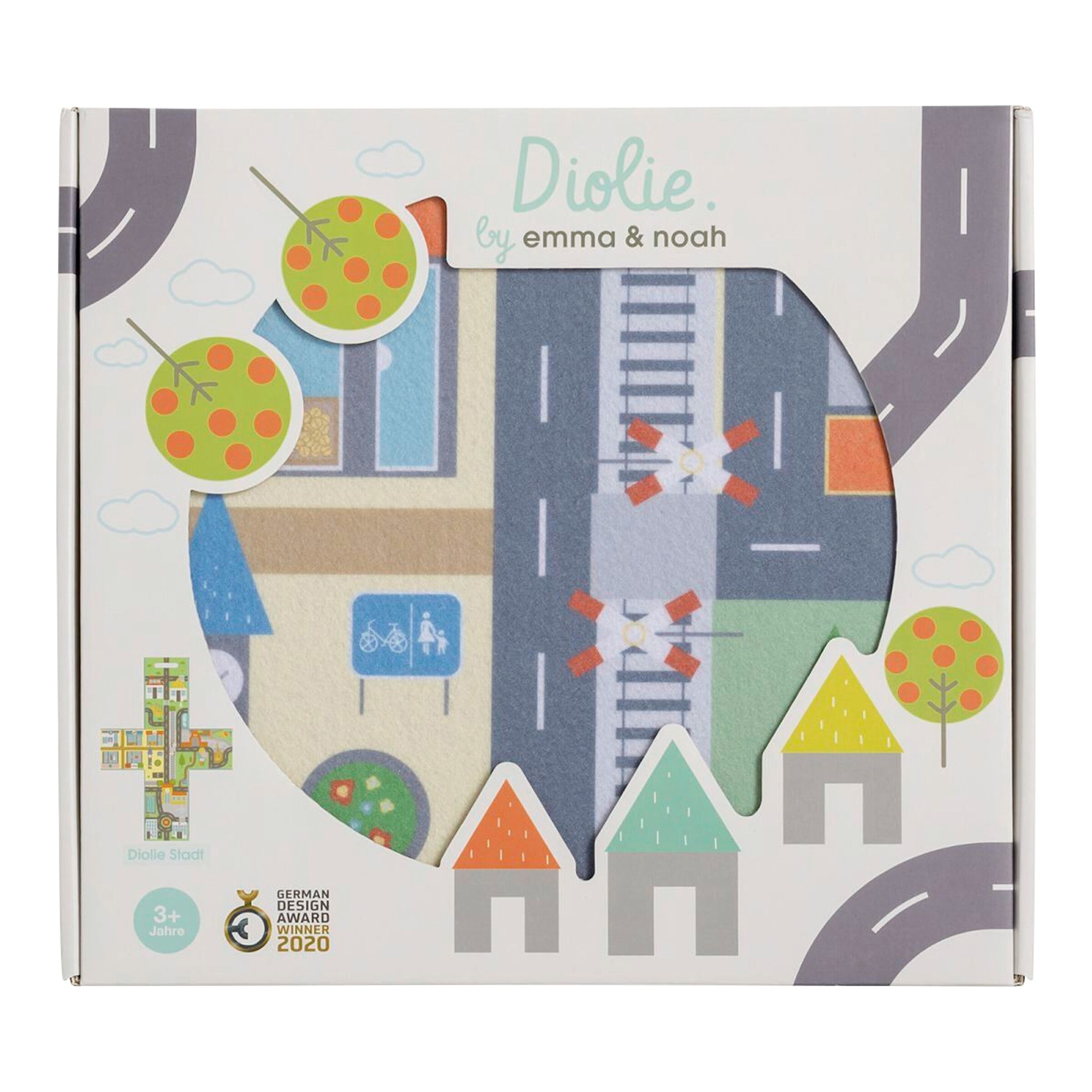 emma & noah Aufbewahrungs- und Spielwürfel Diolie beige / türkis / Stadt