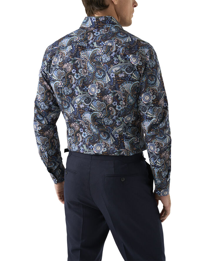 ETON Contemporary Fit Navy Blue Motif Signature Twill Shirt Blå