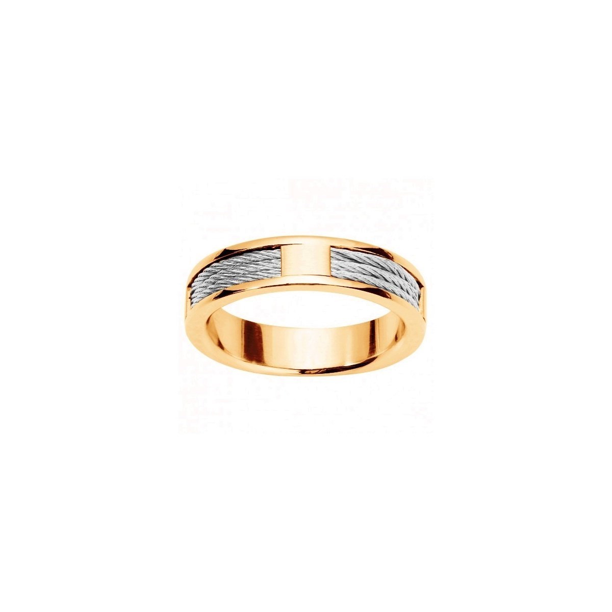 Bague en Acier 316L et cable - jaune brillant