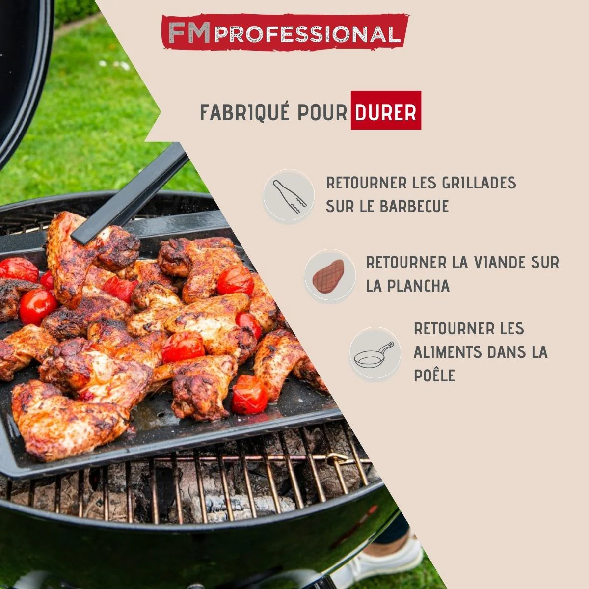 Pince à barbecue silicone 29 cm l Barbecue FM Professional