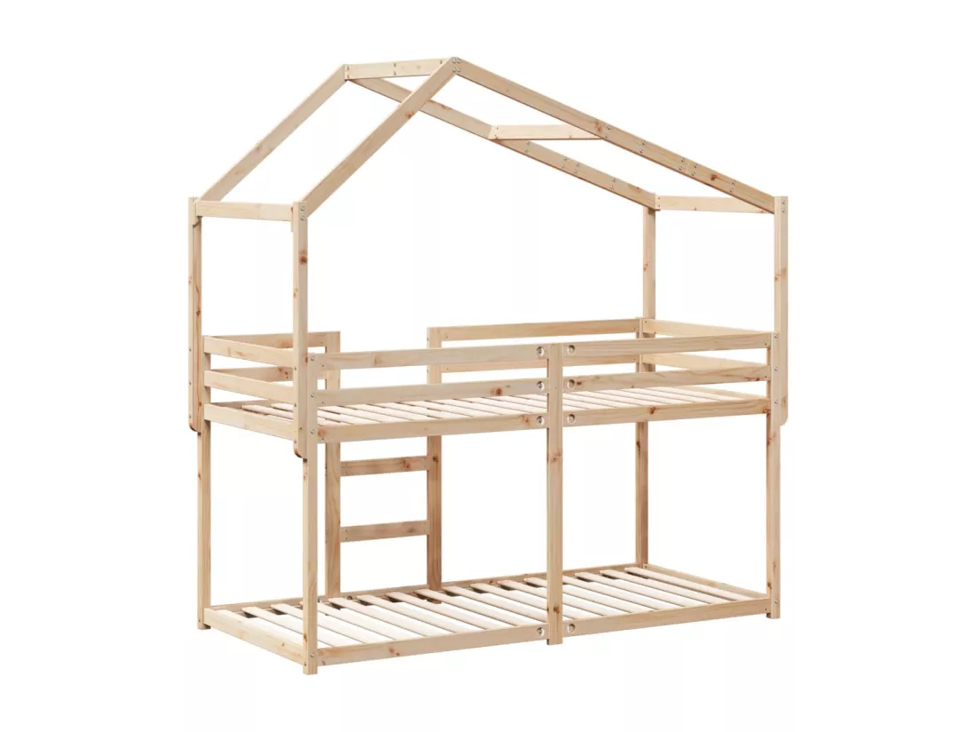 Lit superposé avec toit 75x190 cm bois de pin massif