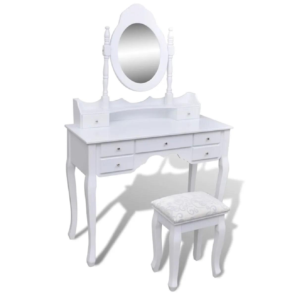 vidaXL Coiffeuse XXL - 7 tiroirs - Blanc