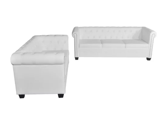NETTLIFE Canapé Chesterfield à 2 places et à 3 places blanc