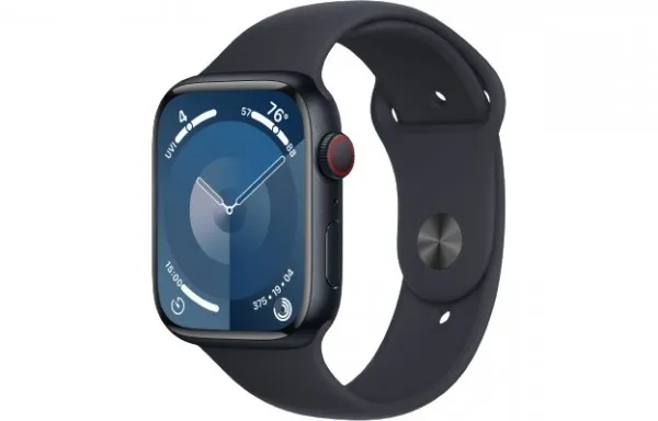 [OUTLET] - Apple Watch Series 9 (GPS   Cellular) - 45 mm - midnatsaluminium - smart ur med sportsbånd - fluoroelastomer - midnat - båndstørrelse: M/L - 64 GB - Wi-Fi, Bluetooth, UWB, LTE - 4G - 39 g