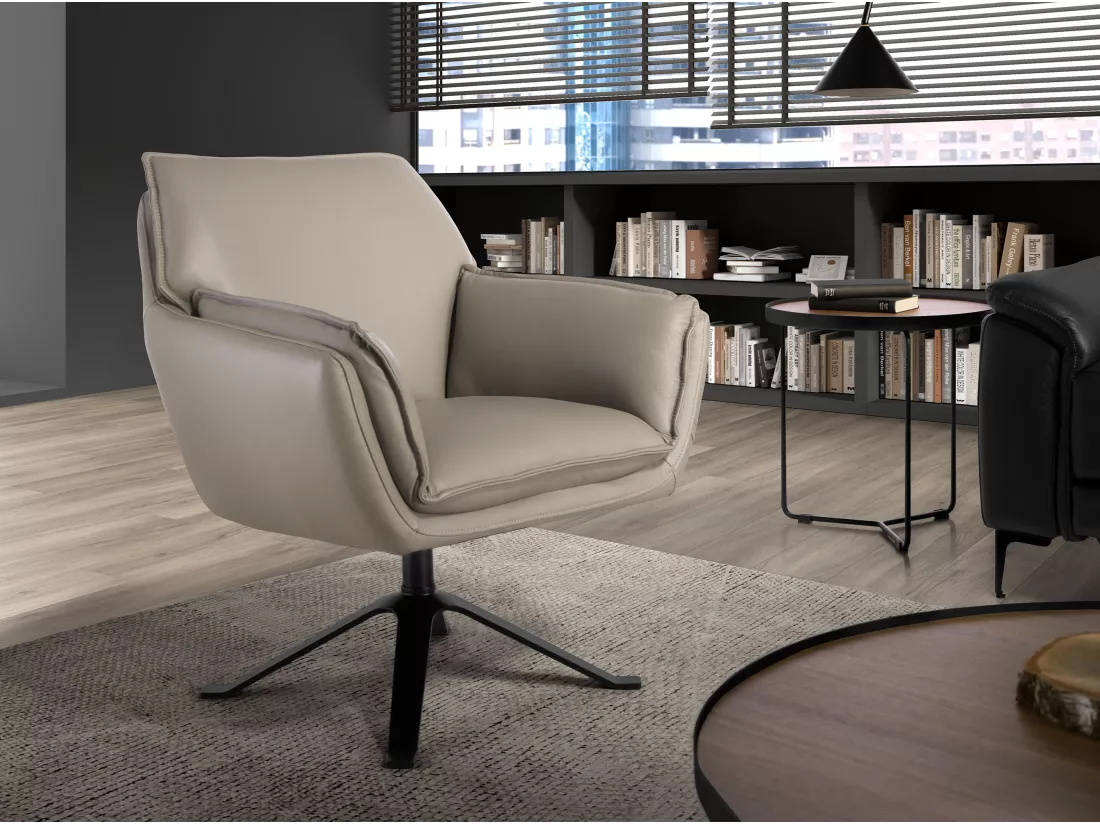 Fauteuil pivotant en cuir gris foncé 5125 ANGEL CERDA