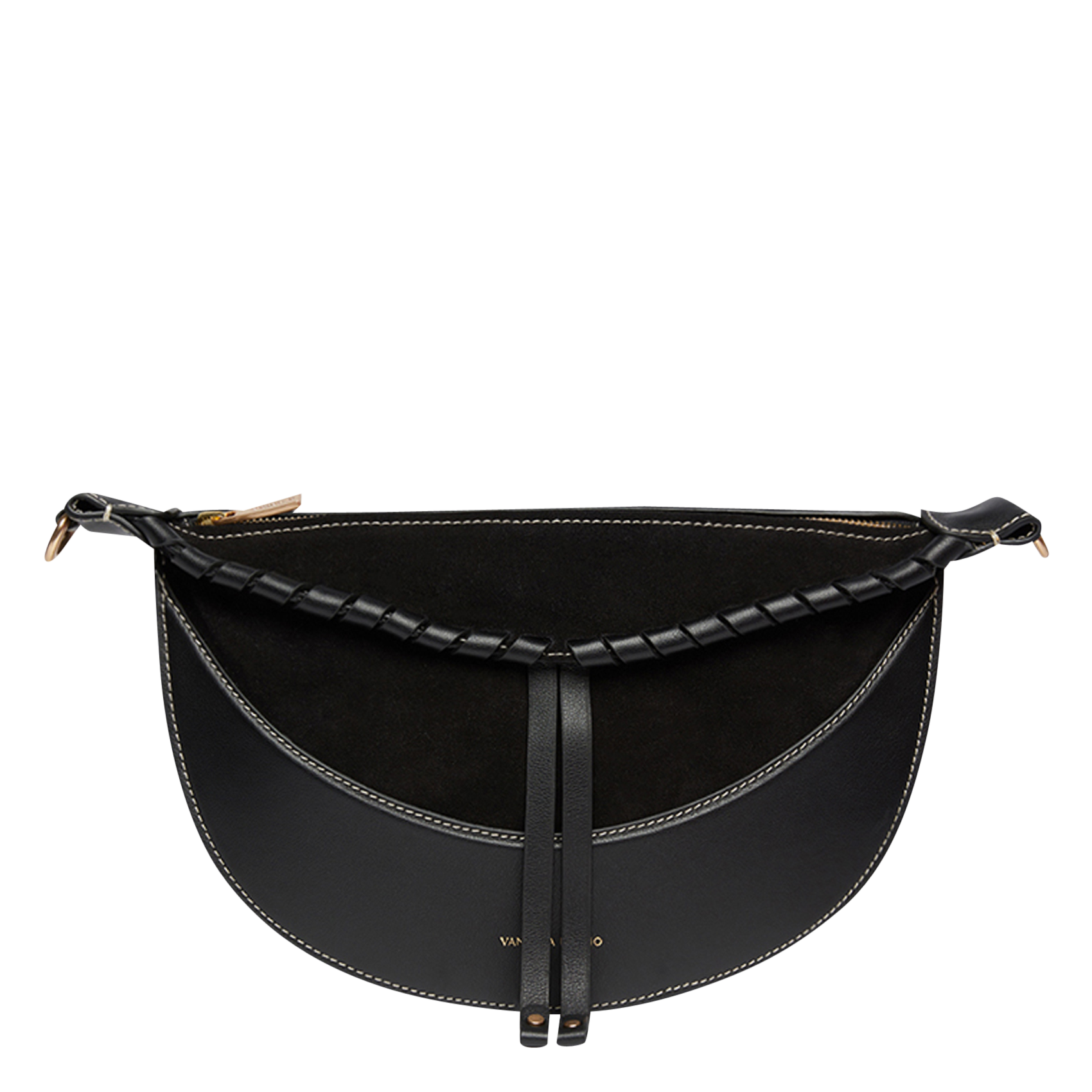 Sac banane en cuir lisse | Noir