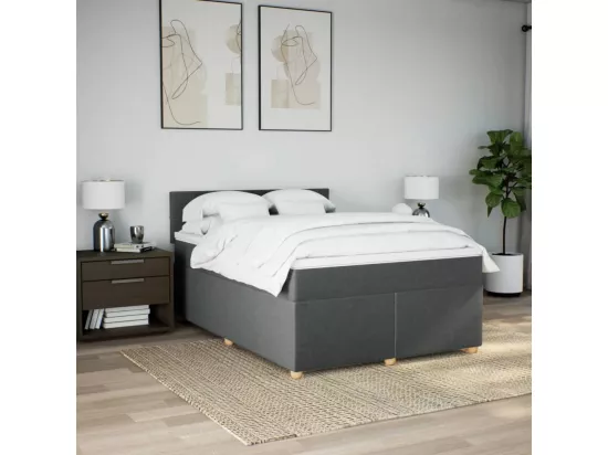Sommier à lattes de lit avec matelas Gris foncé 140x190cm Tissu