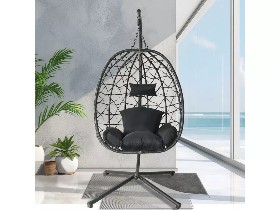 Fauteuil suspendu effet rotin noir CUZCO