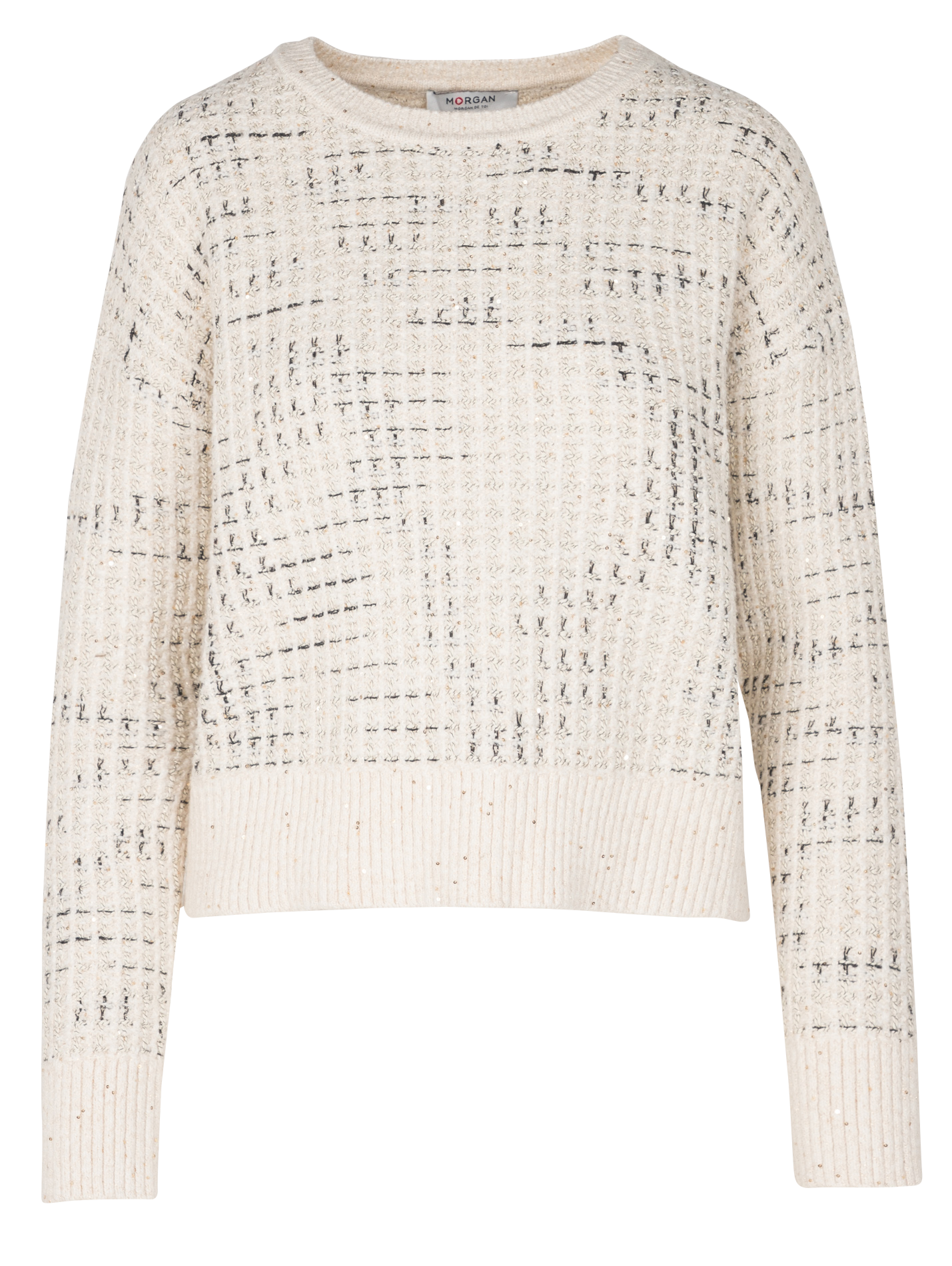 MILLOT - Pull col rond à sequins | Blanc