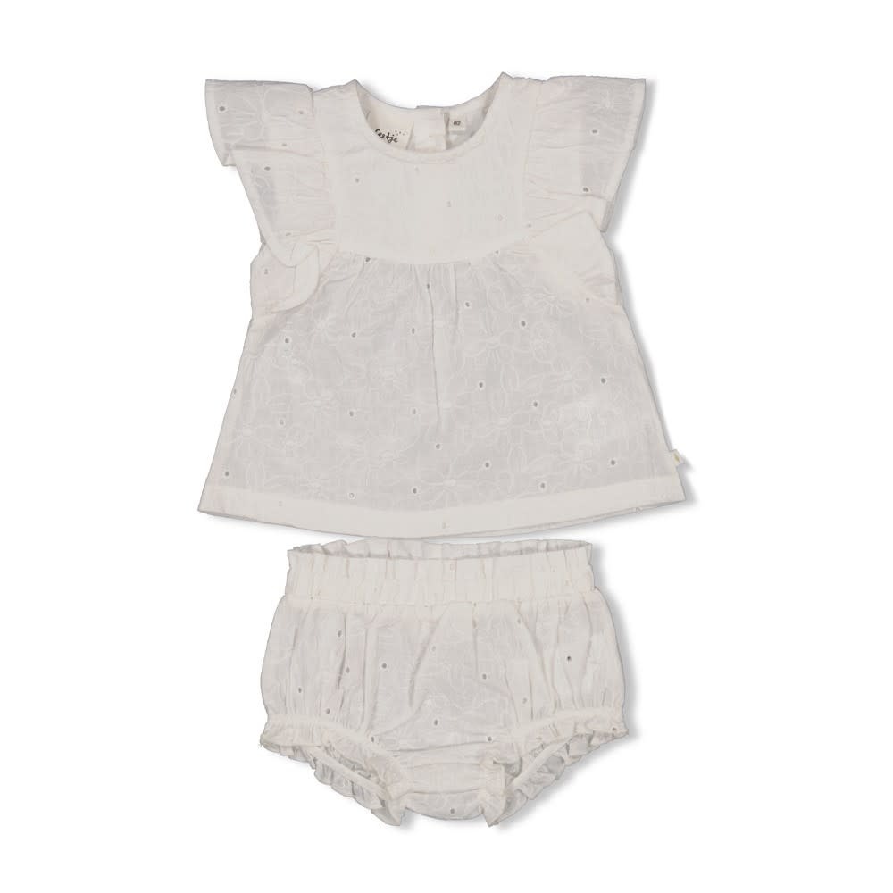 Feetje Feetje top + bloomer broderie - Summer Woven wit