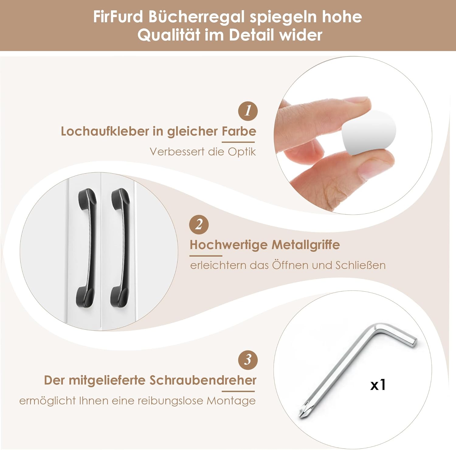 FirFurd 209 cm Bücherregal mit Türen Bücherschrank mit 15 Fächern Vitrinenschrank Hochschrank Holz Mehrzweckschrank groß für Wohnzimmer Arbeitszimmer Küche 150 x 23,7 x 209 cm Weiß