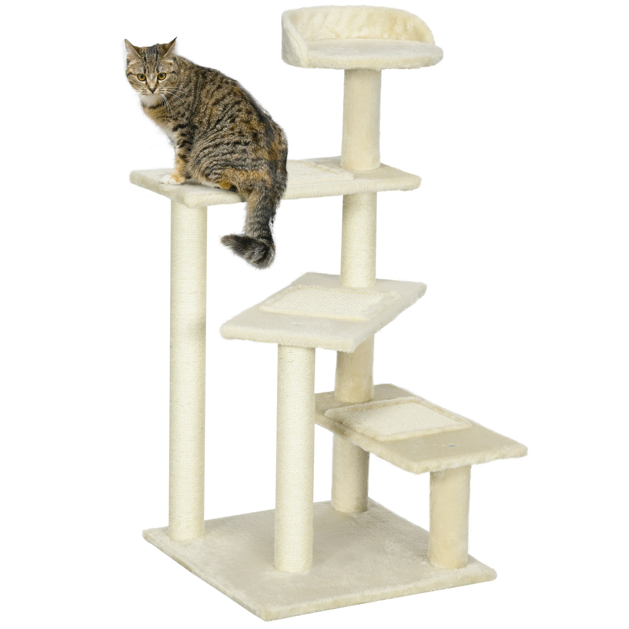 PawHut Katzenkratzbaum mit Sisalsäulen beige 50 x 50 x 100 cm (BxTxH)