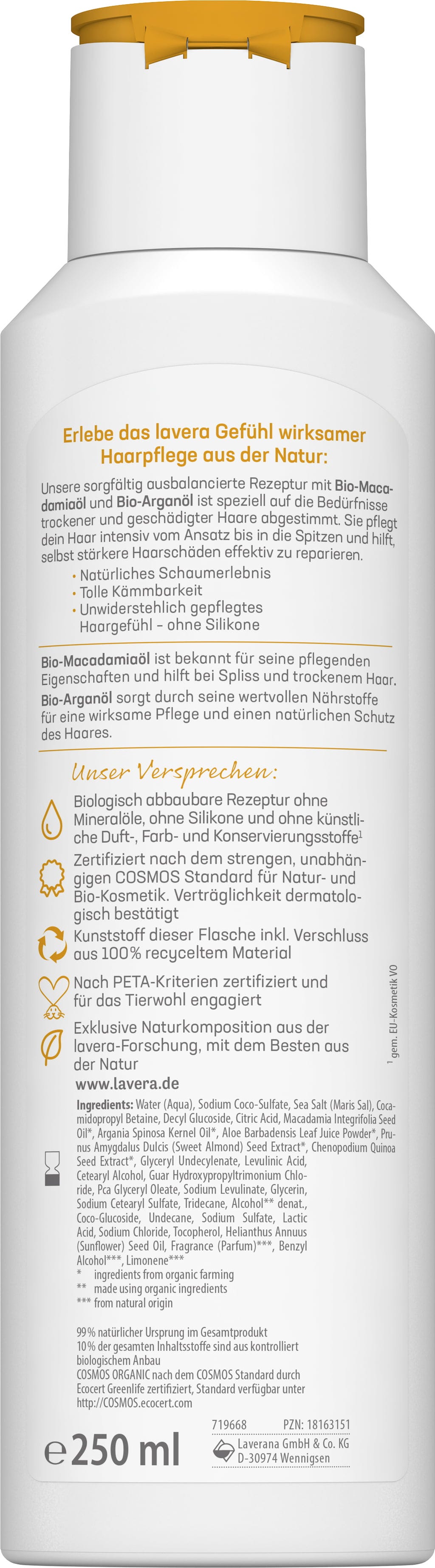 lavera  Pflegeshampoo Repair & Tiefenpflege, 250 ml