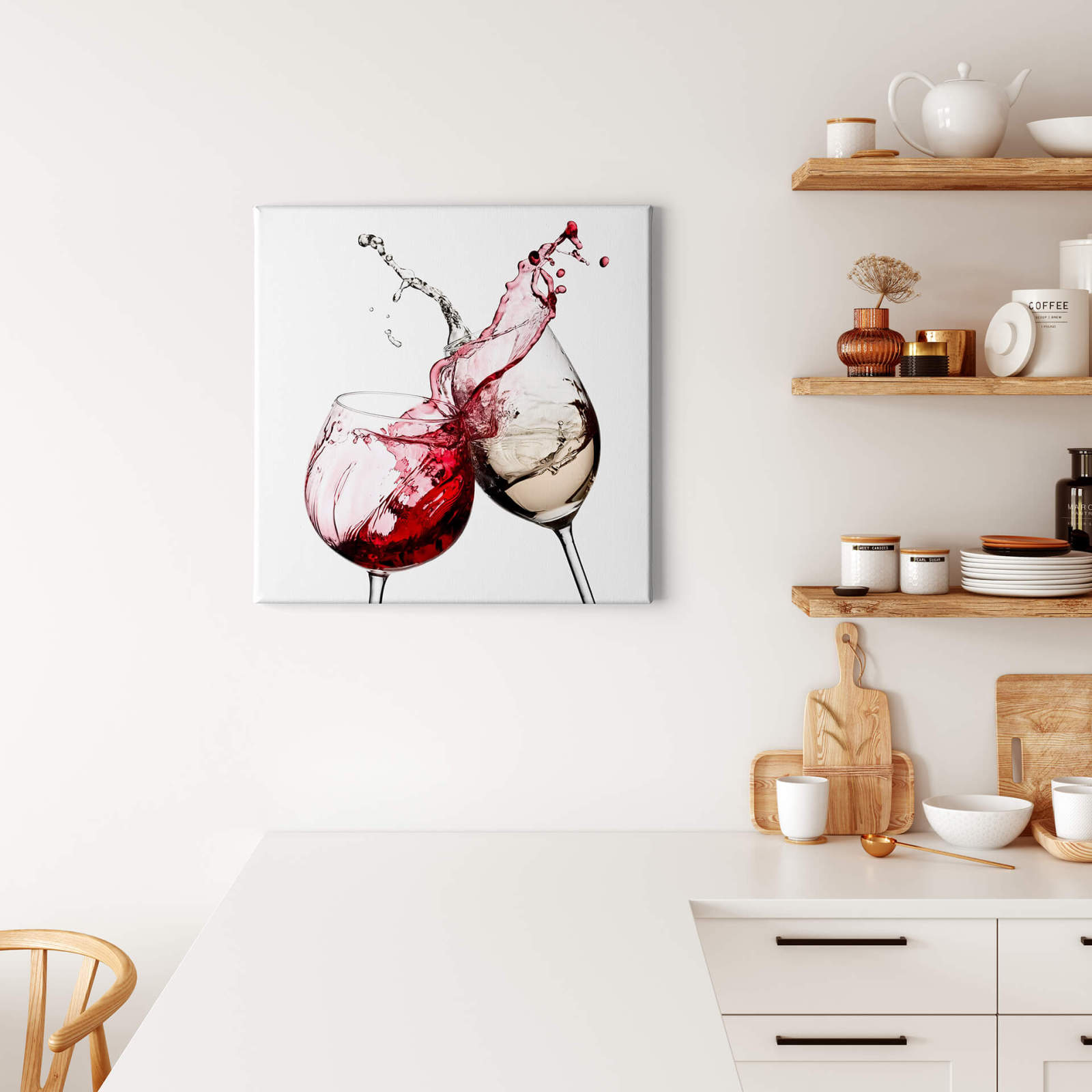Leinwandbild WEINGLÄSER - rot-weiß - 50x50 cm