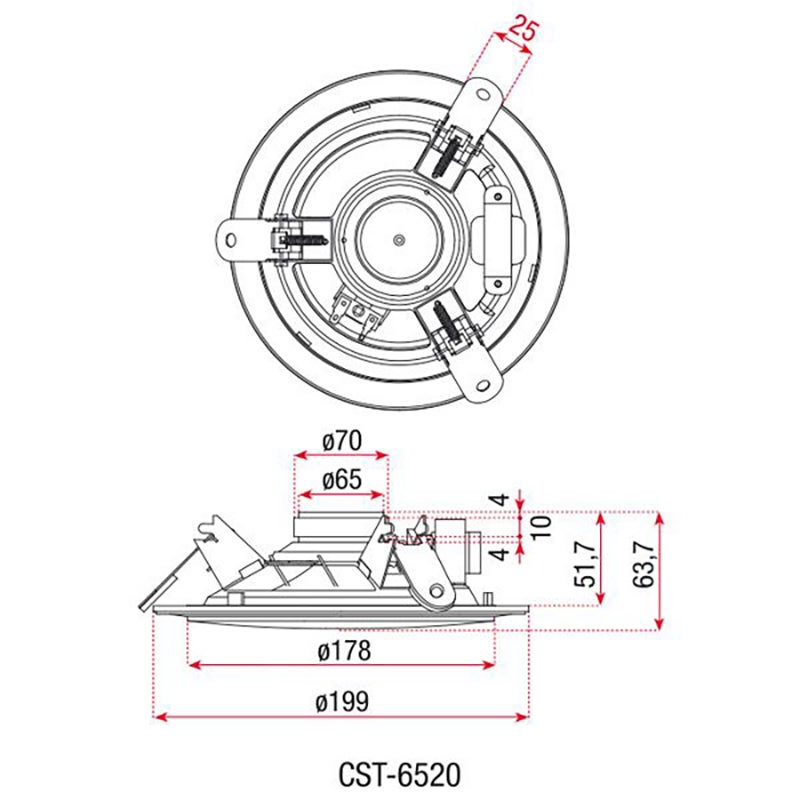 DAP CST-6520 20 watt plafondluidspreker EN 54-24 gecertificeerd 100V