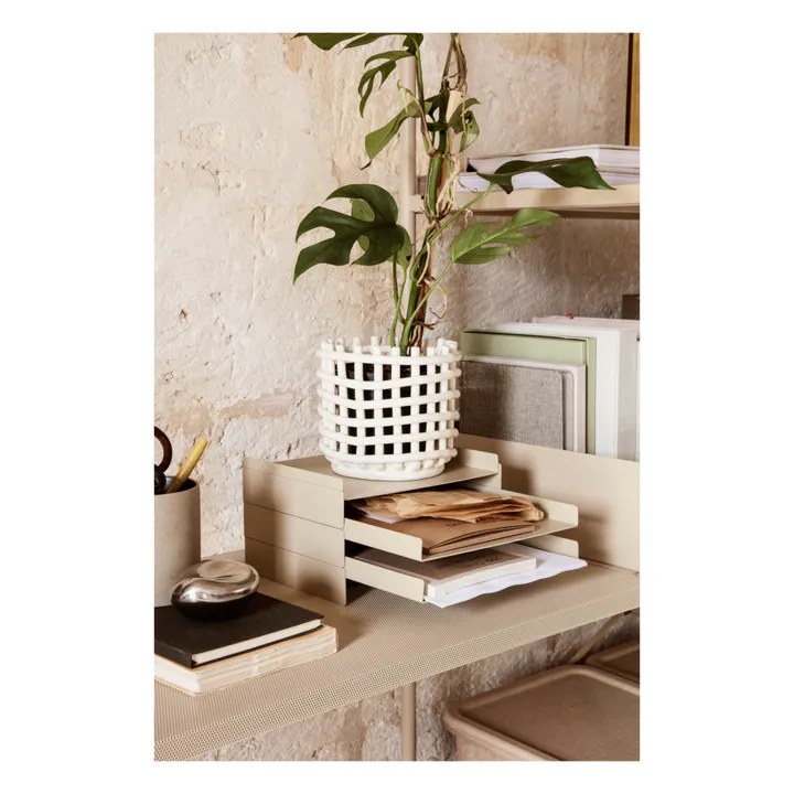 Ferm Living Organiseur de bureau en métal  | Beige