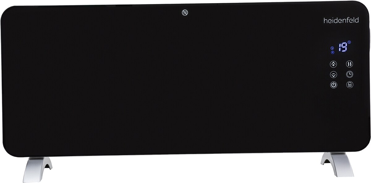 Heidenfeld Glas-Konvektorheizung GK200, Standgerät oder Wandmontage, WLAN, 1000/2000 Watt, Timer (Mit WLAN)