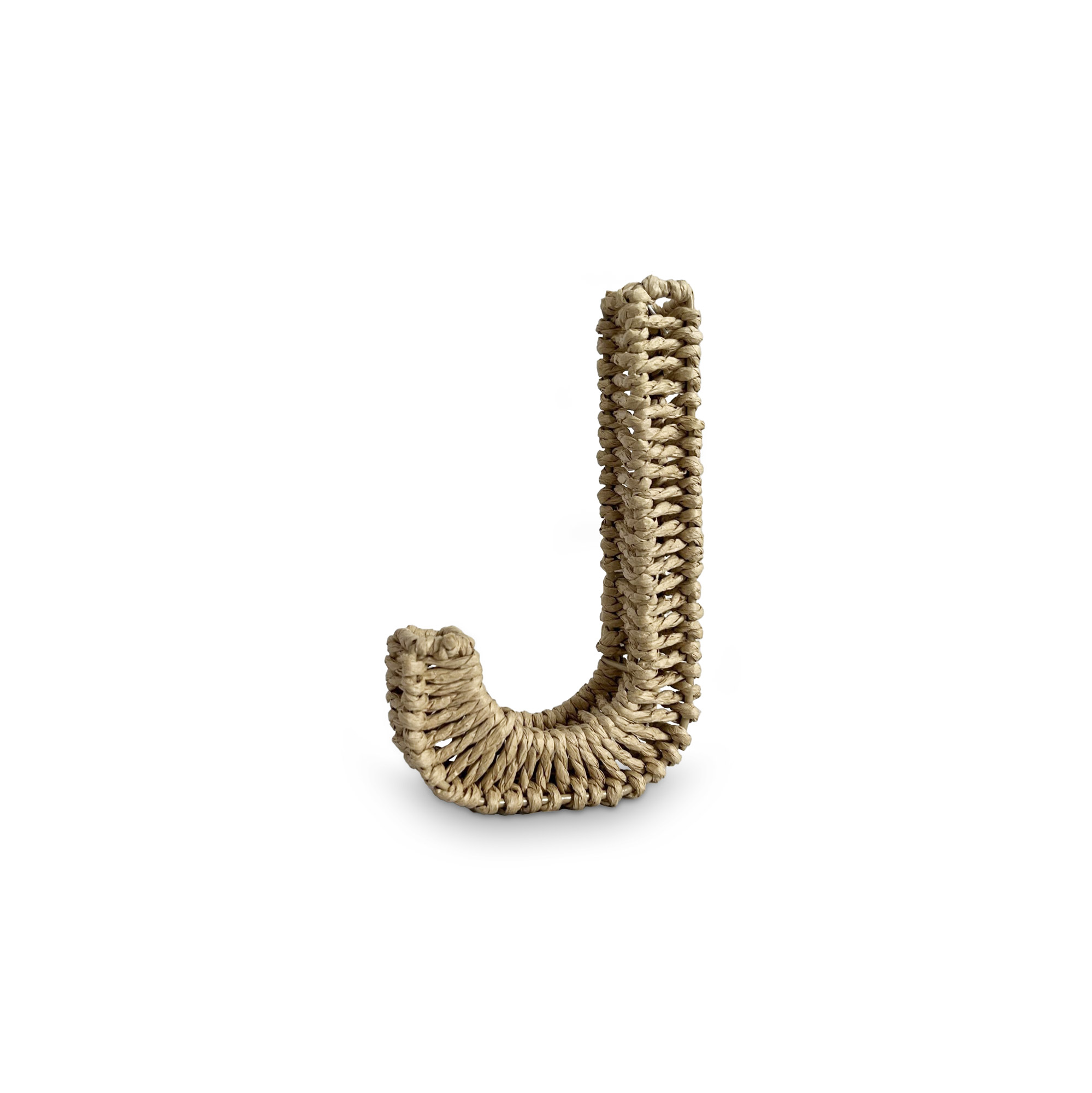 Buchstabe 'J' aus Papiergeflecht, braun, H 20,5 cm, B 12,5 cm, L 3,5 cm von fischer's lagerhaus