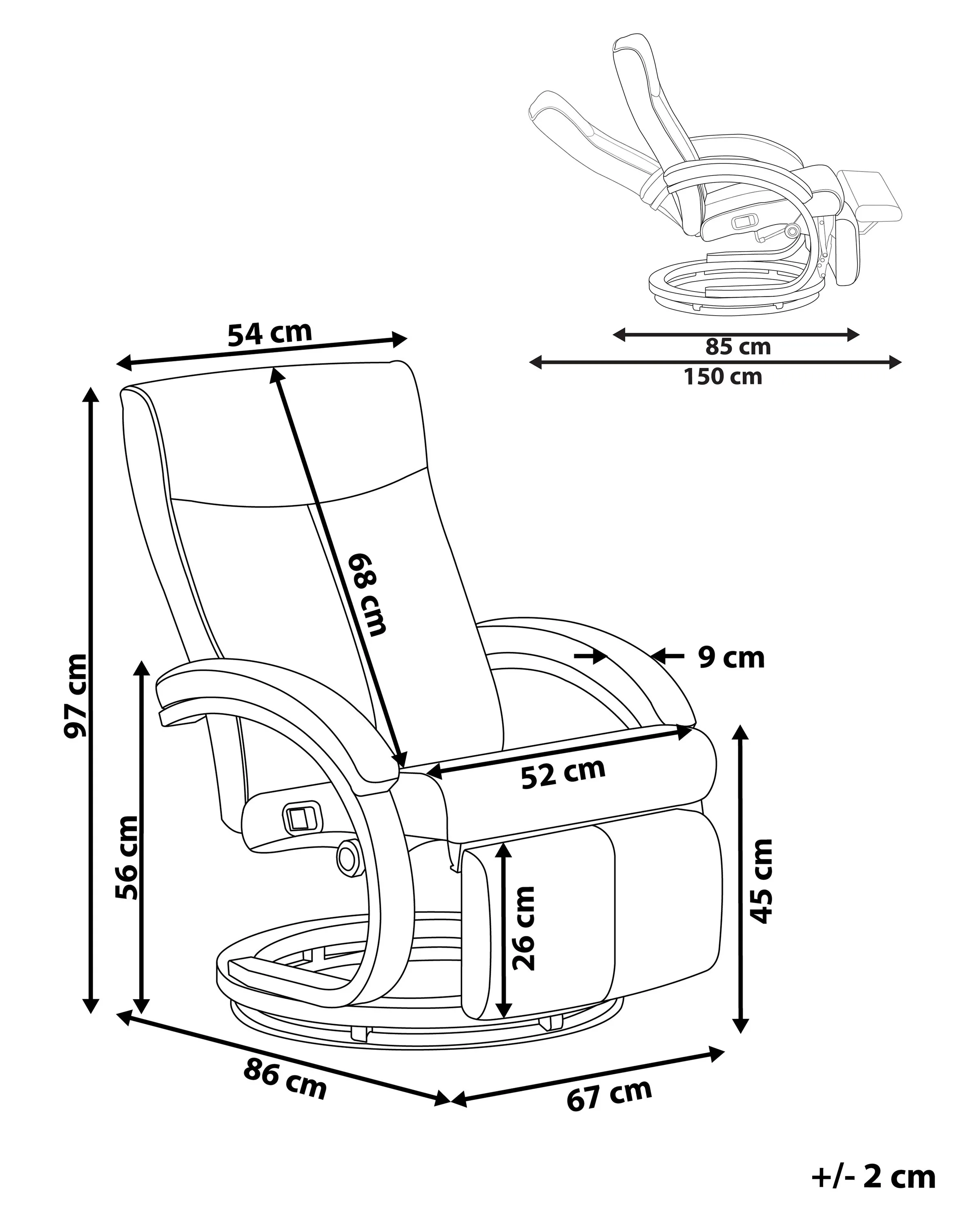 Relaxfauteuil MIGHT inclusief voetensteun Kunstleer Wit