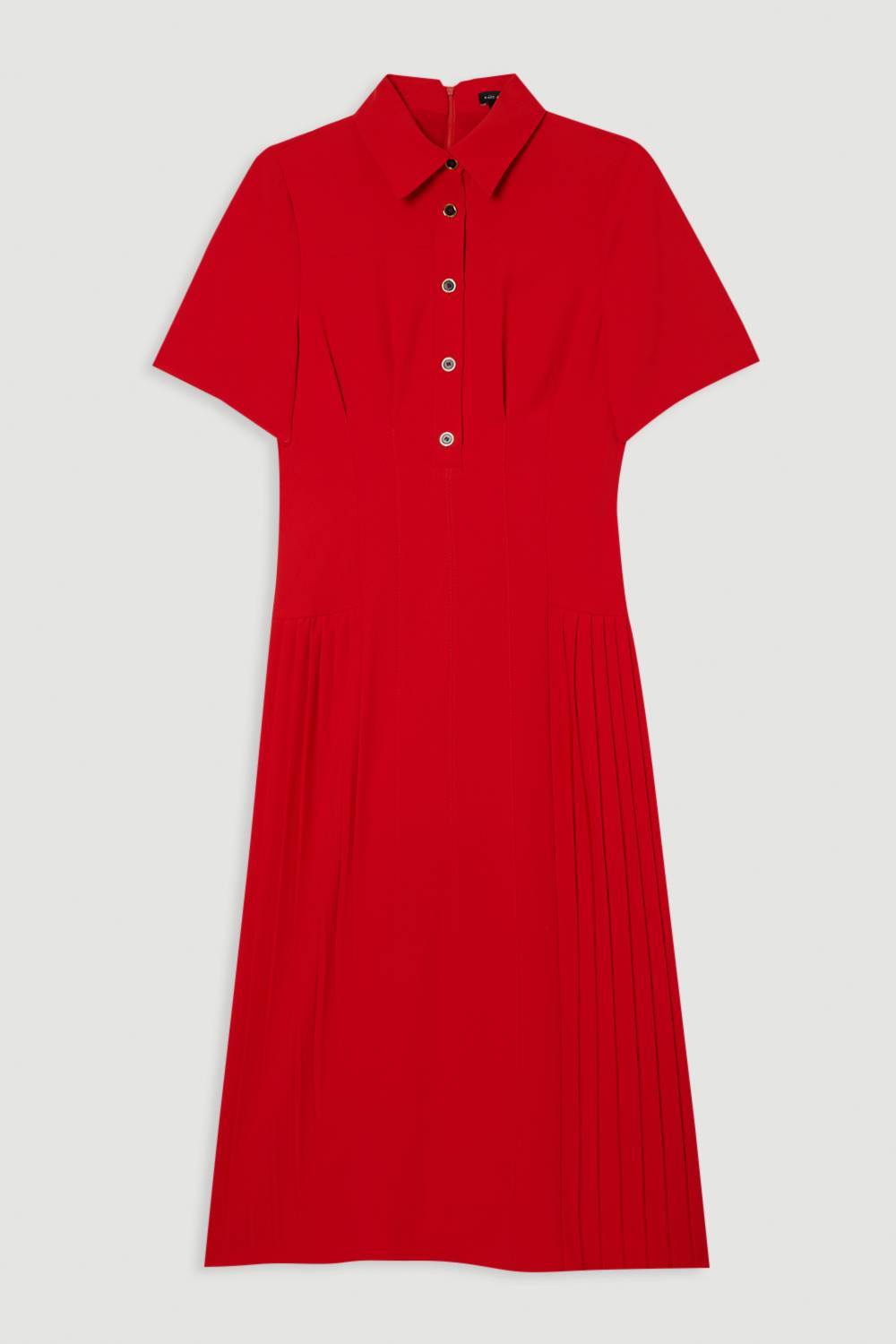 KarenMillen Robe chemise en crêpe ajustée à panneaux plissés