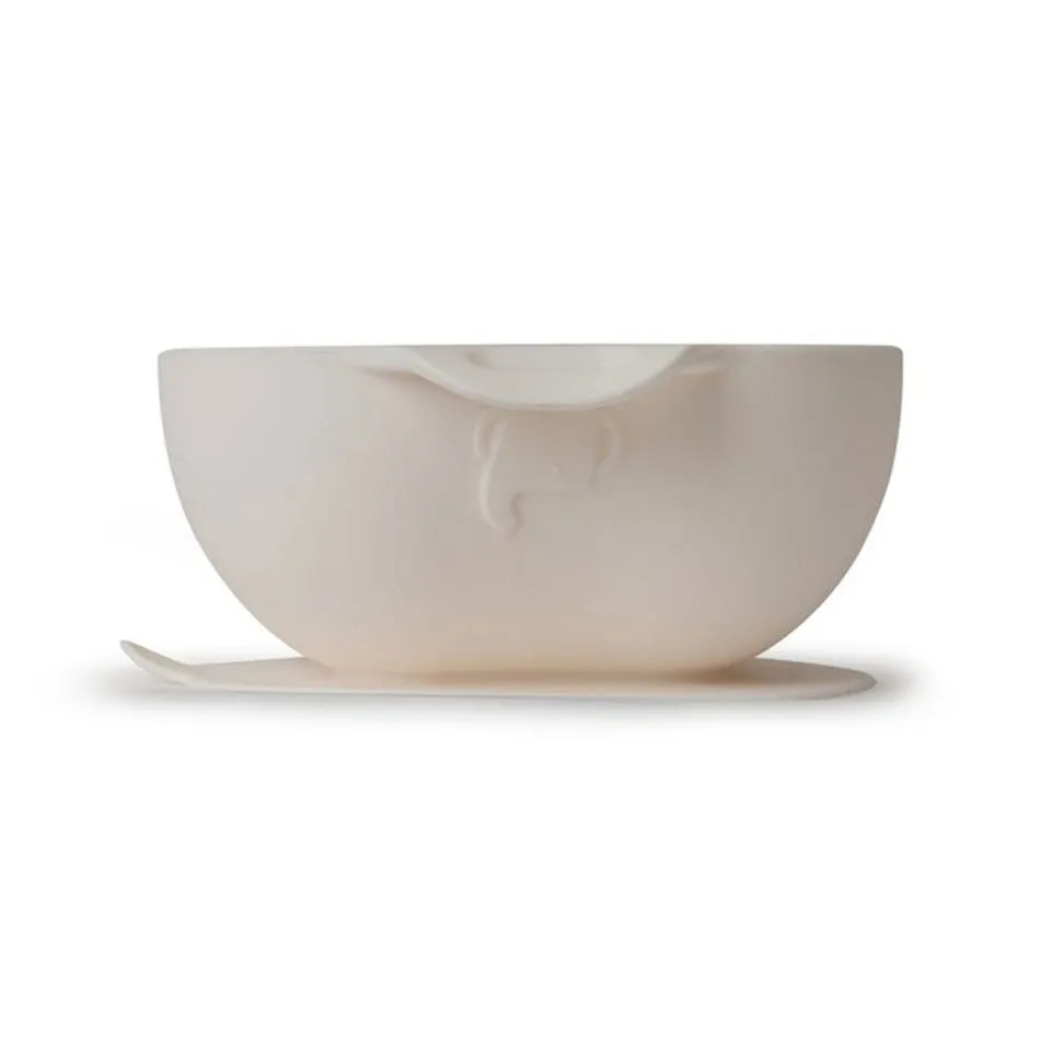 Loulou Lollipop Bol + Cuillère en silicone - Crème
