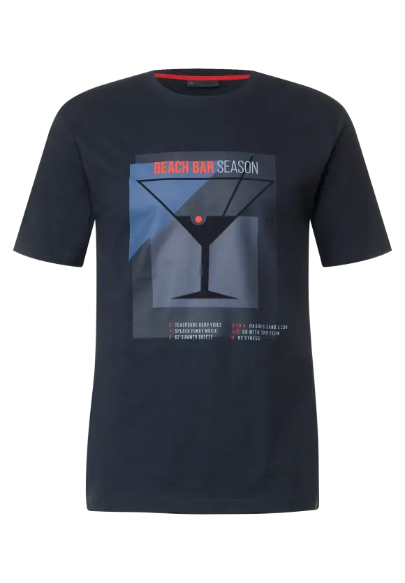 Slub T-Shirt mit Frontprint - night blue