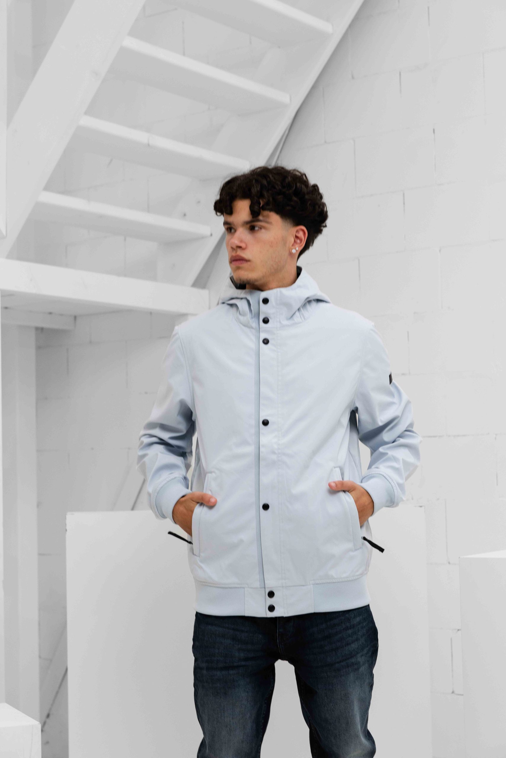 Malelions Placket Softshell Jas Heren Lichtblauw