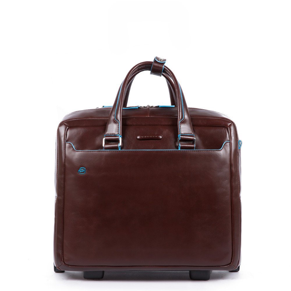 Piquadro Black Square Briefcase with wheels brown