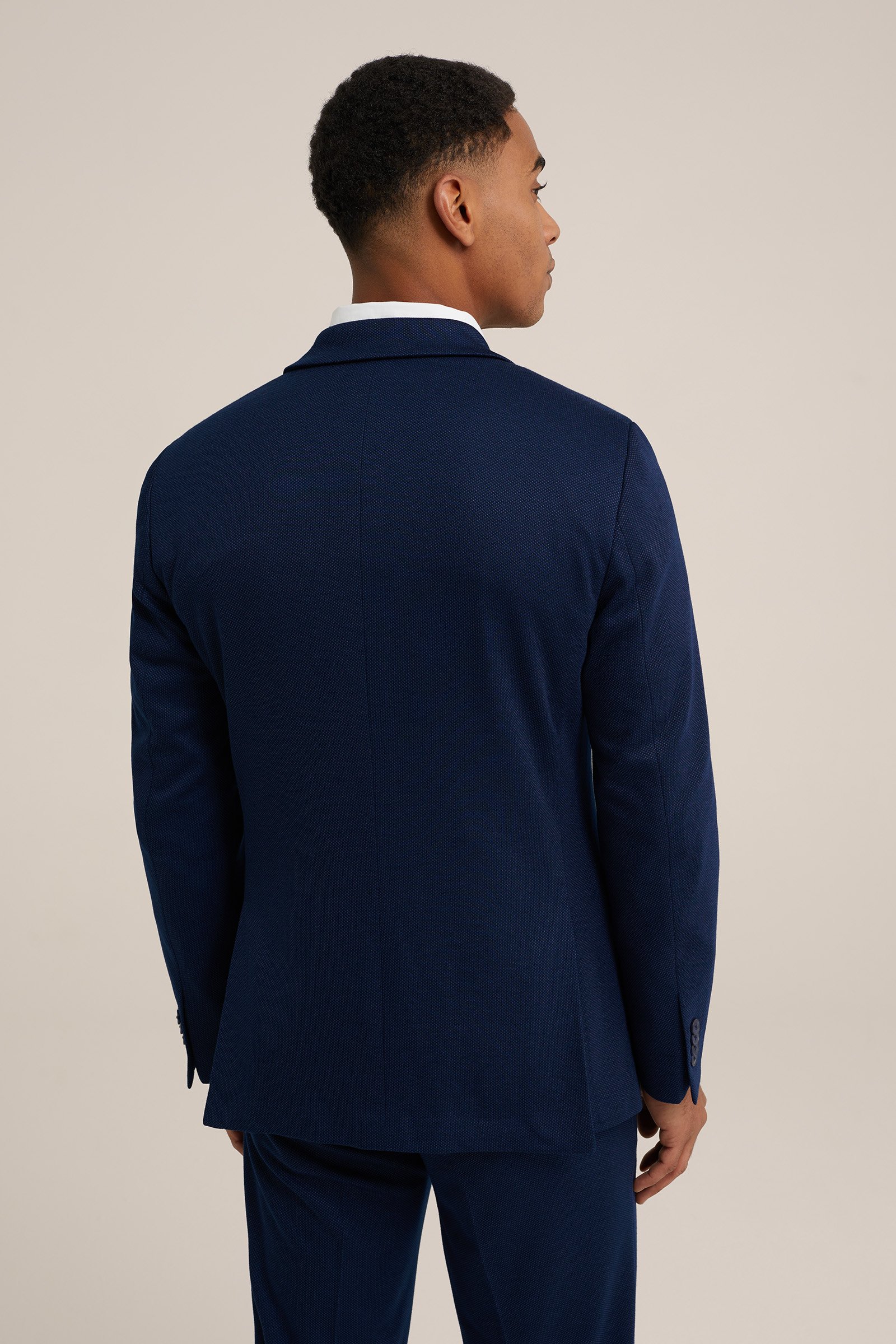 slim fit blazer met dessin WE Fashion Donkerblauw