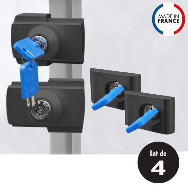 Lot de 4 verrous IMC 2 verrous de portes cellule et 2 verrous de coffre intégré noirs